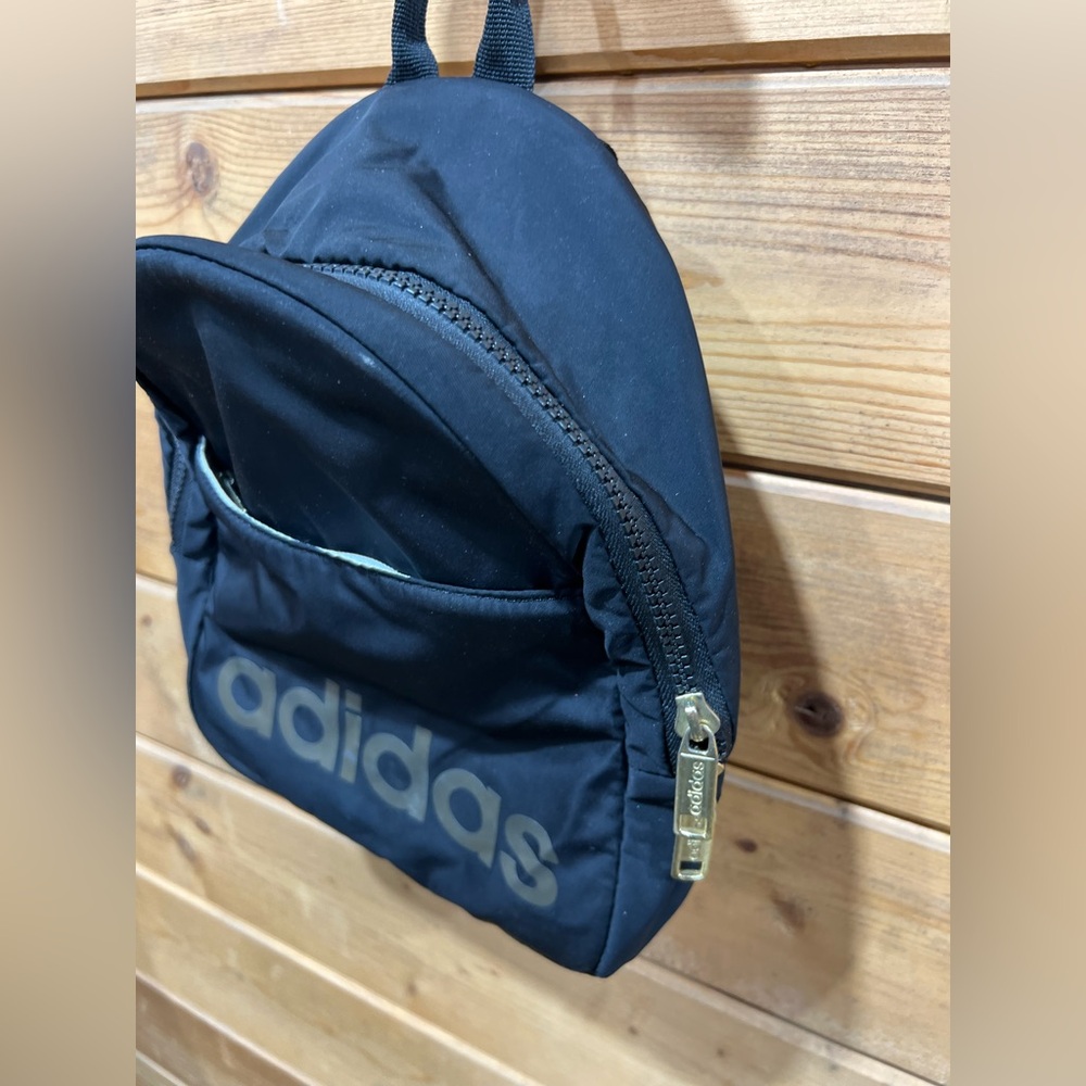 Adidas Quilted Mini Backpack – Black with Brushed Brass Zippers | Everyday Use - Picture 3 of 8